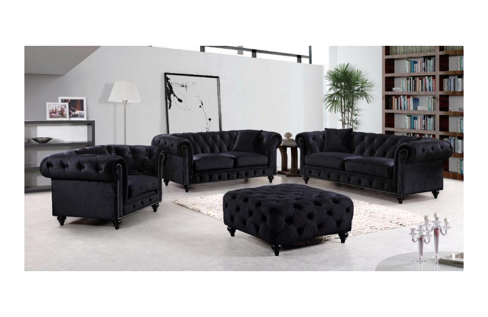 Endicott Black sofa set -Buy ($4369) in a modern furniture store Fairfield, NJ | Eleganza Furniture & Mattress