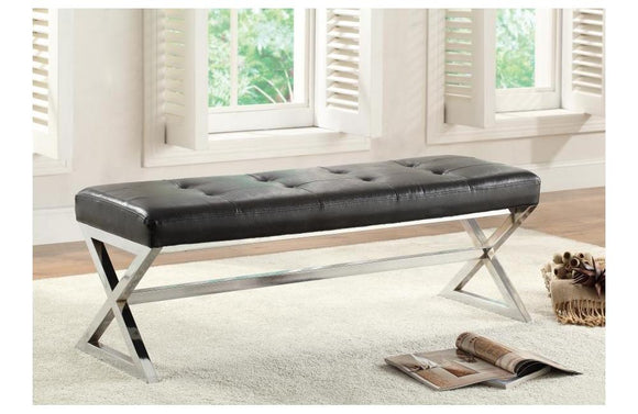 Lucy Black Bonded Leather Bench