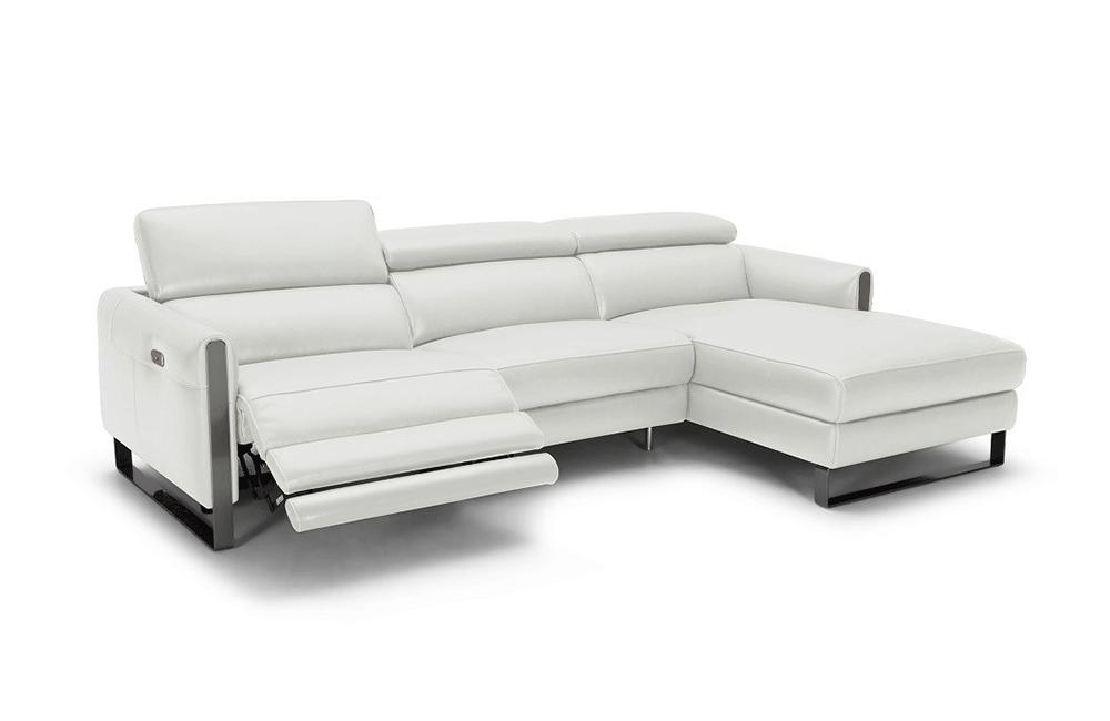 Alanzo White Reclining Leather Sectional Sofa - Main Image