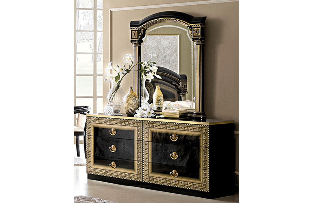 Aida Double Dresser Black w/Gold | ESF Casa Eleganza Furniture & Mattress Aida Double Dresser Black w/Gold | ESF Casa Eleganza Furniture & Mattress