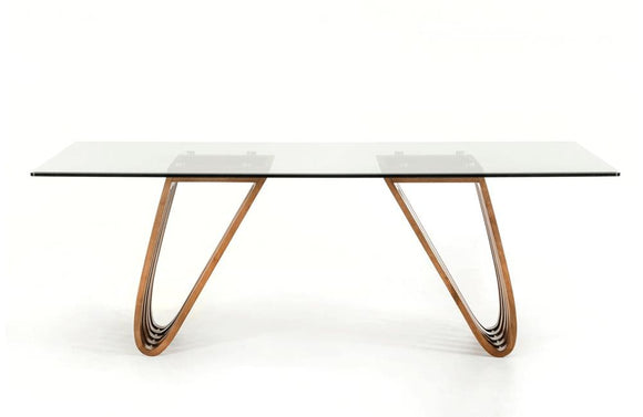 Draper Contemporary Walnut & Glass Dining Table