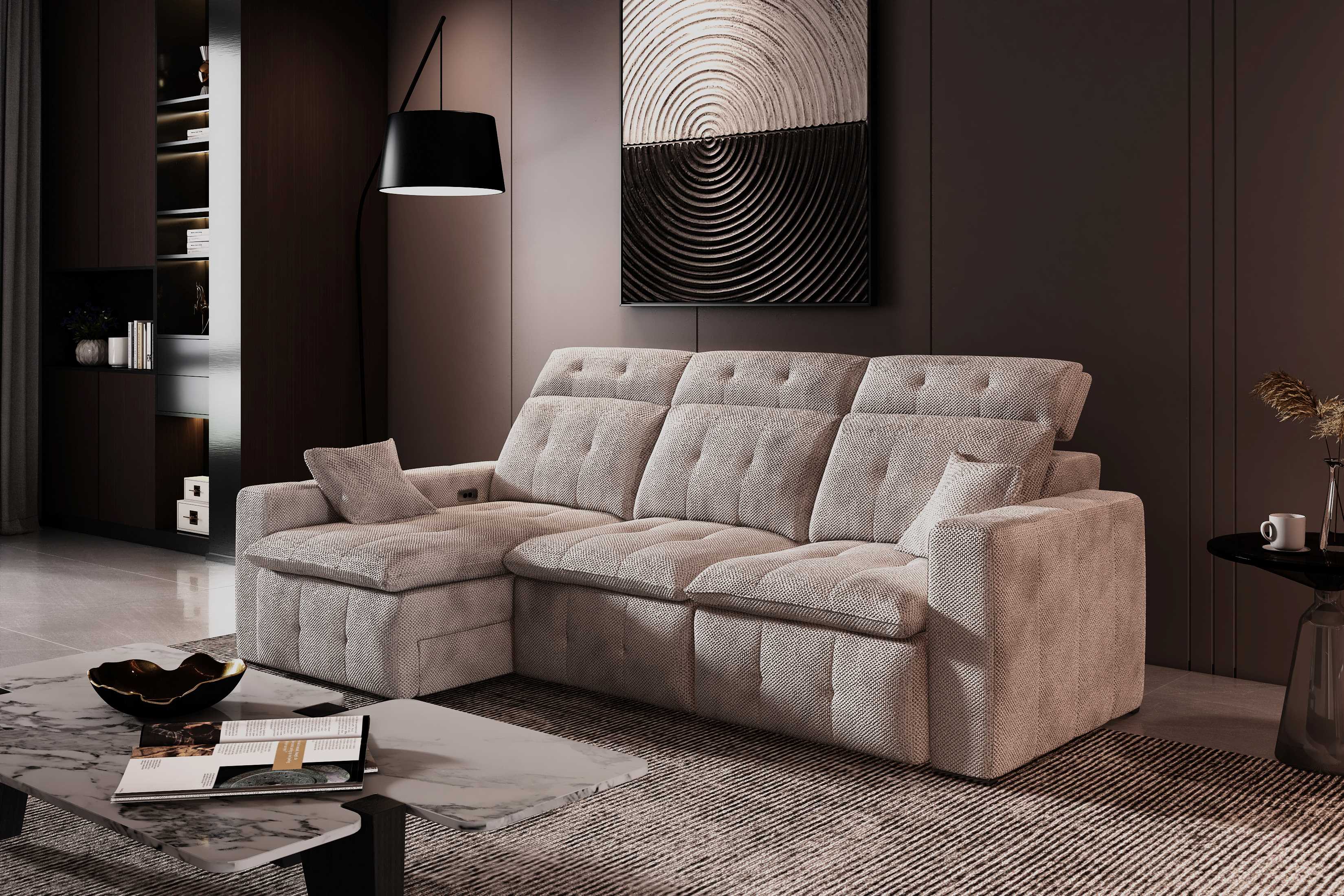 Aldo Sliding Seat Sectional Sofa with Storage – Casa Eleganza - Main Image