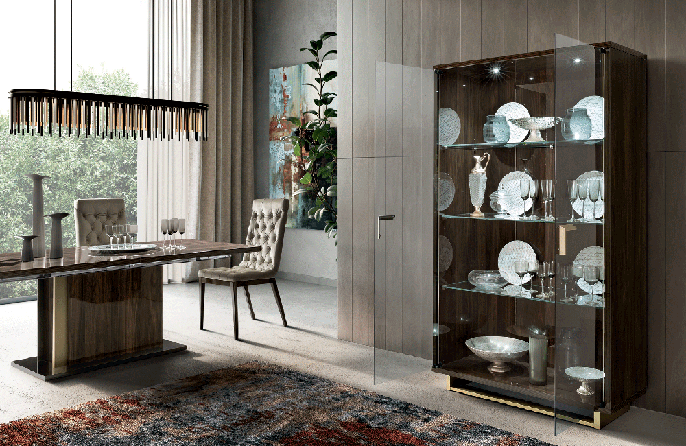 Volare China Cabinet Glass Door Dark Walnut ESF – Casa