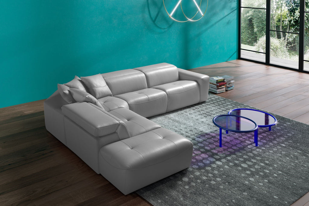 Ferrara Grey Leather Sectional Buy (9499) in a modern furniture store