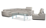 Mavis Light Grey Leather Sectional Sofa