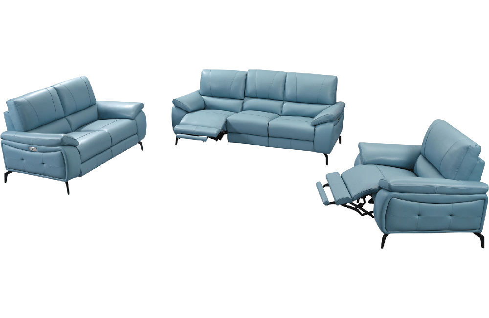 2934 Blue Sofa Set with electric recliners (Default Title)-Buy ($6520) in a modern furniture ...