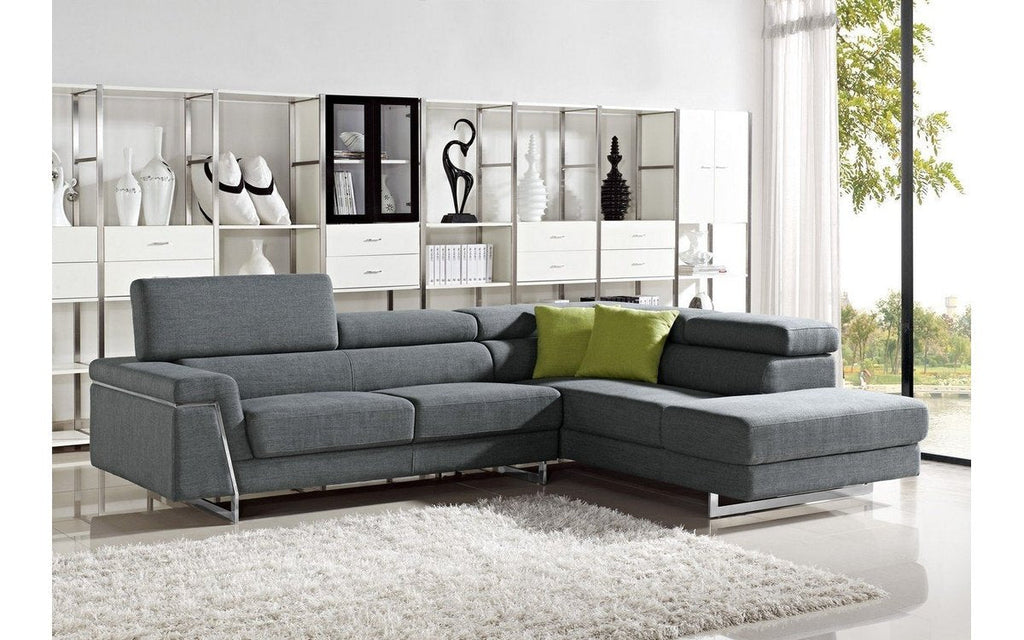 Gray cloth deals sectional couch