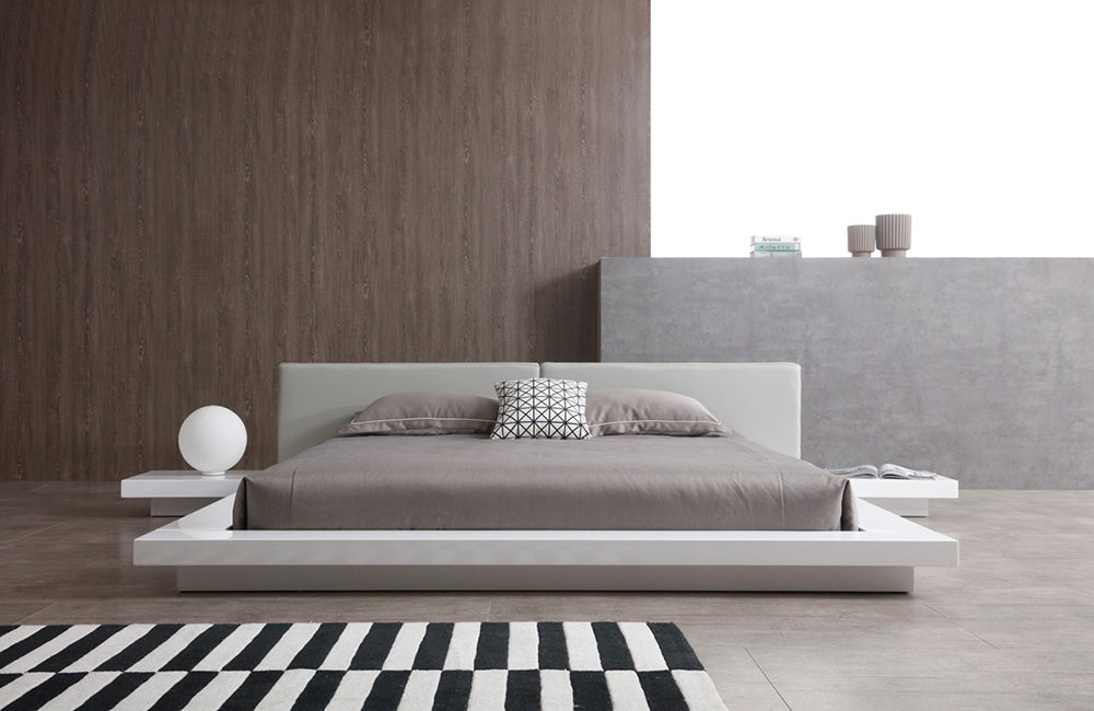 Modrest Opal Modern White & Grey Platform Bed | VIG Furniture