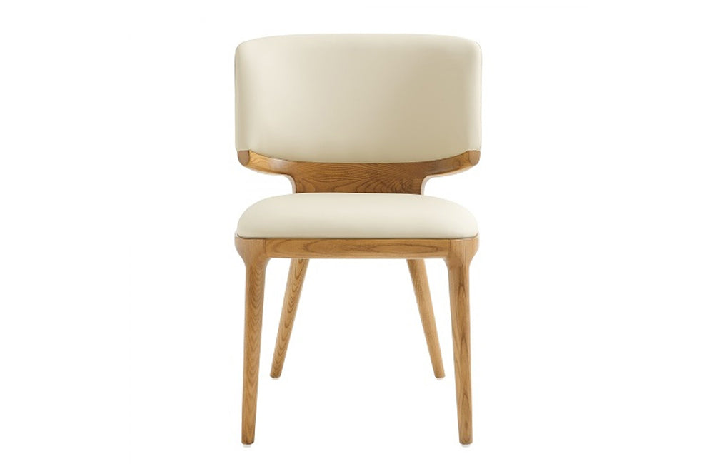 Modrest Stanley - Contemporary Cream Leatherette and Walnut Dining