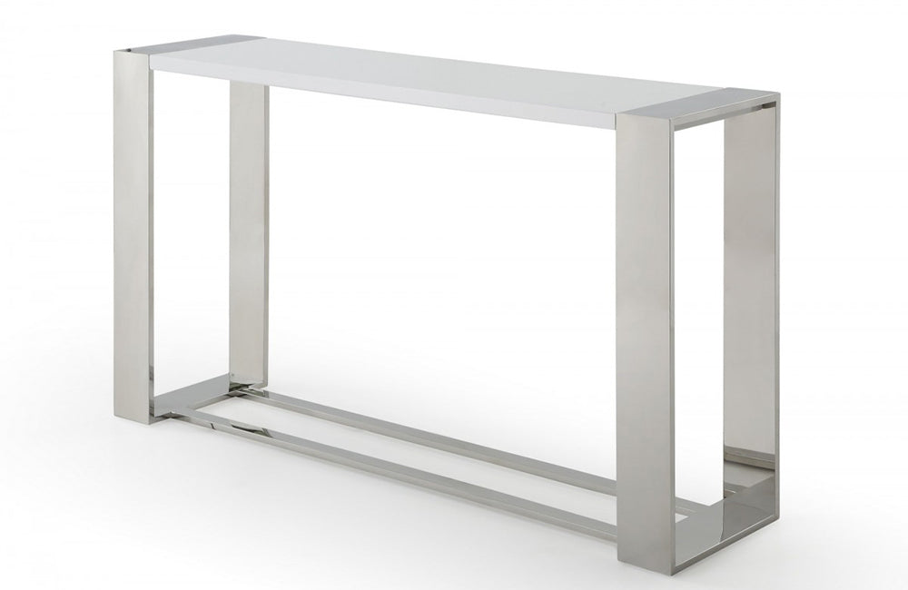 Modrest Fauna Modern White High Gloss & Stainless Steel Console Table ...