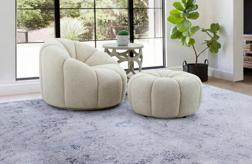 Divani Casa Gadson Contemporary White Sherpa Ottoman Buy (470) in a