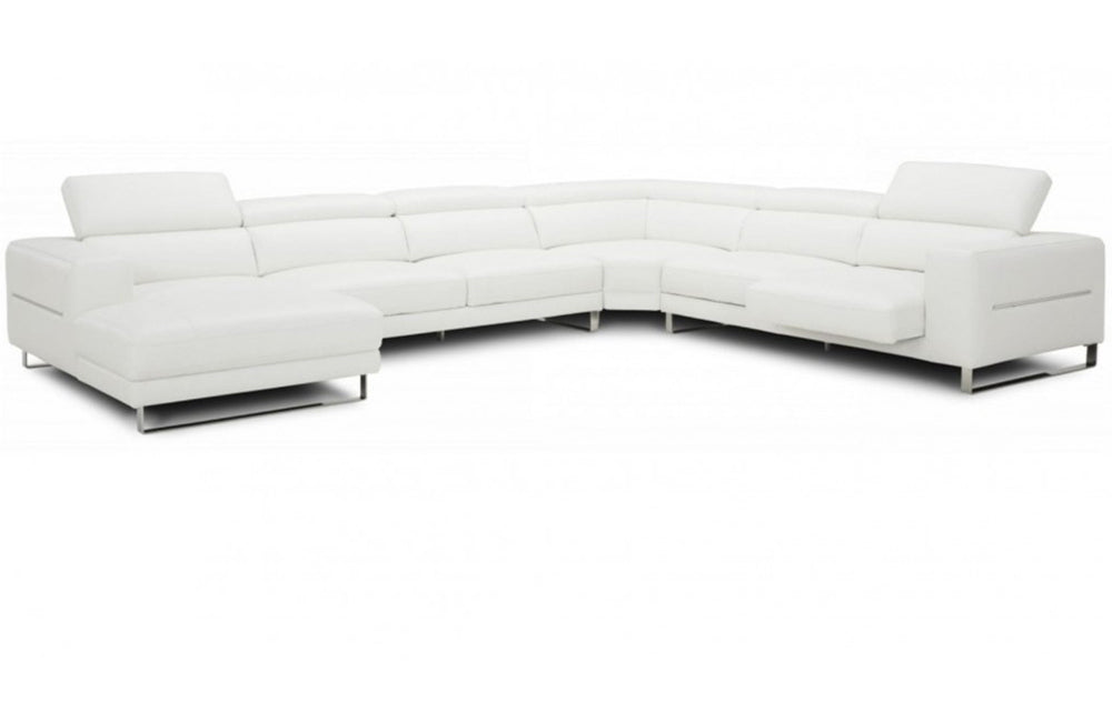 Divani Casa Hawkey Contemporary White Full Leather U Shaped Left Facing