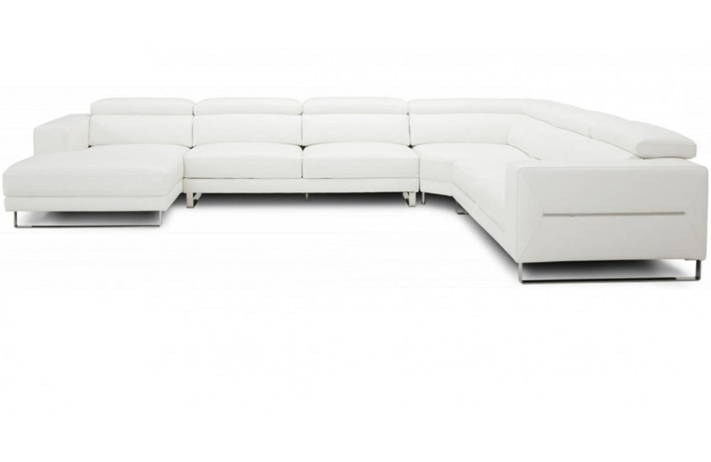 Divani Casa Hawkey Contemporary White Full Leather U Shaped Left Facing