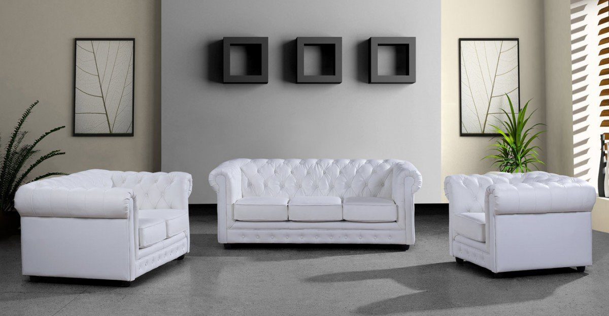 Lorenzo Modern White Half Leather Sofa Set Casa Eleganza – Casa