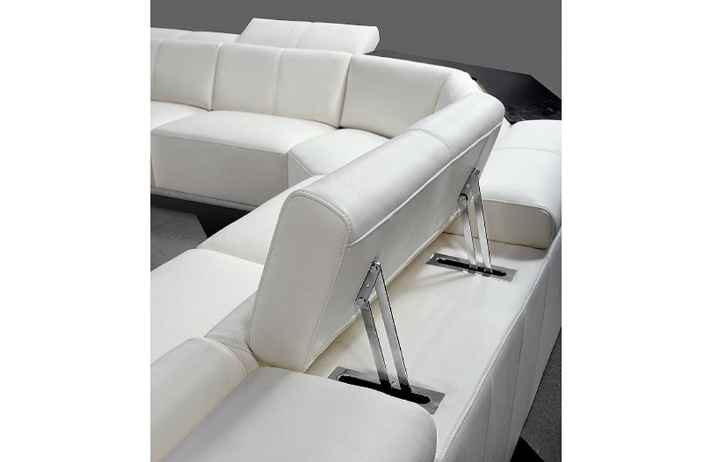 Tempo Contemporary Leather Sectional Sofa White