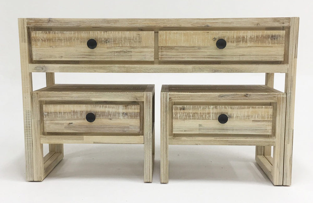Modrest Mandy Modern White Washed Acacia Console & End Table Set | VIG ...