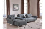 Luna Modern Grey Fabric Sectional Sofa