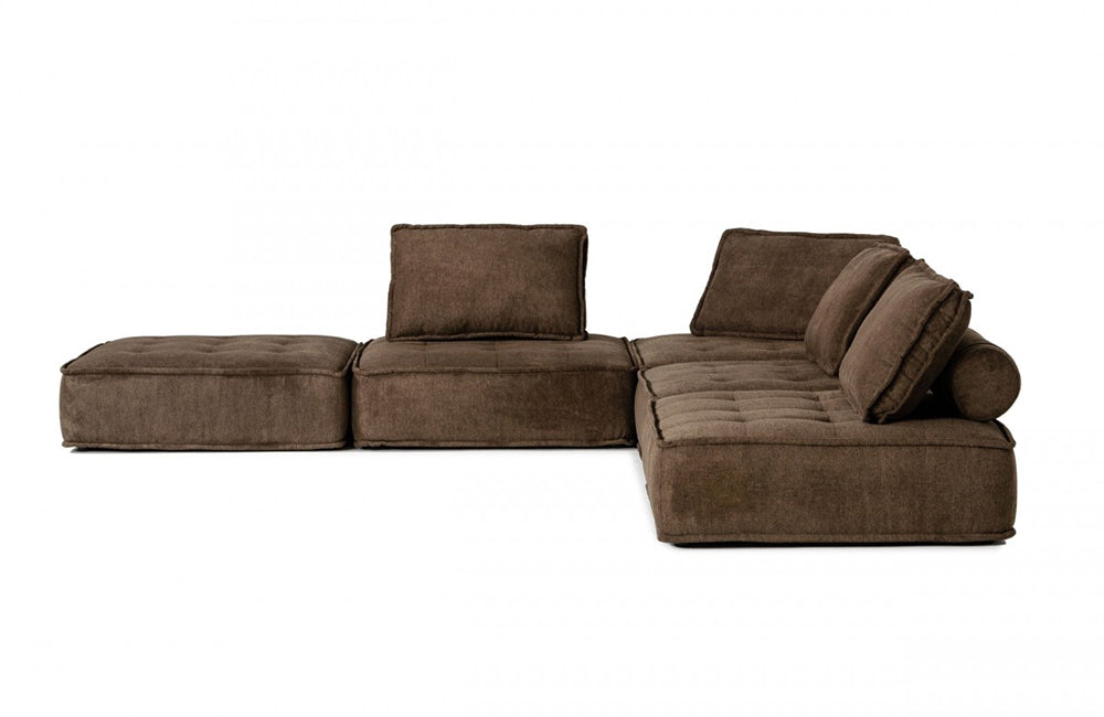 Divani Casa Nolden Modern Brown Fabric Modular Sectional Sofa Buy