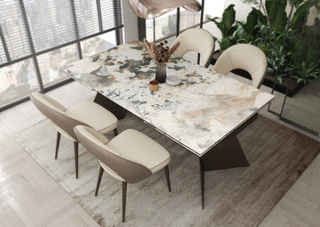 Dante Ceramic Dining Table with Modena Beige Chairs