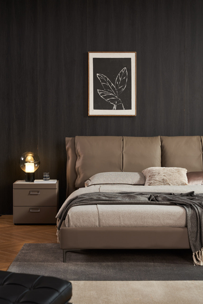 Grace Leather Bedroom in Dark Taupe FSB014