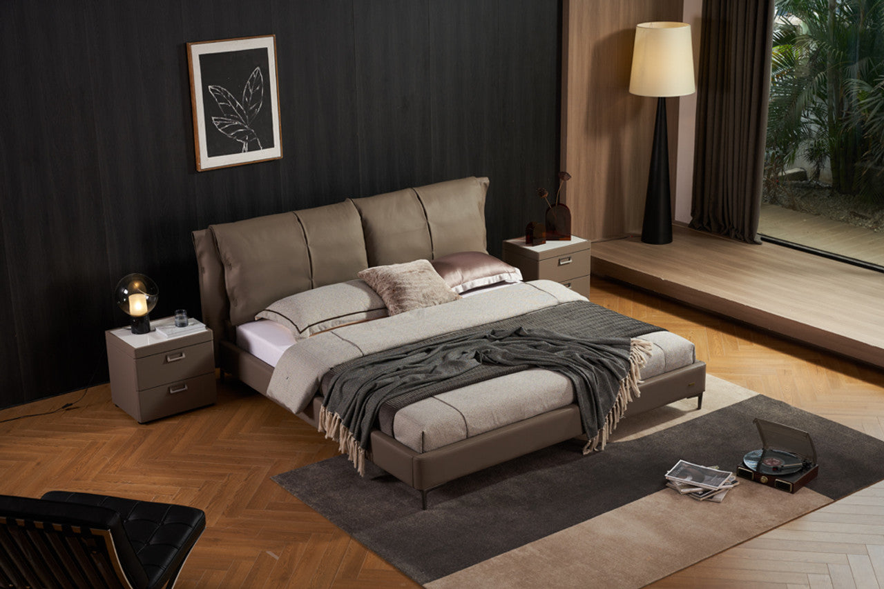 Grace Leather Bedroom in Dark Taupe FSB014