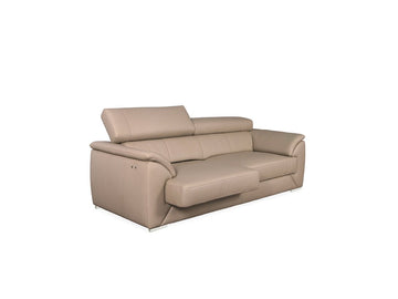 Nicole 2-seater Beige Leather Sofa with power ajustable seats