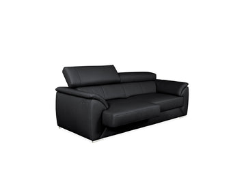 Nicole 2-seater Black Leather Sofa with power ajustable seats