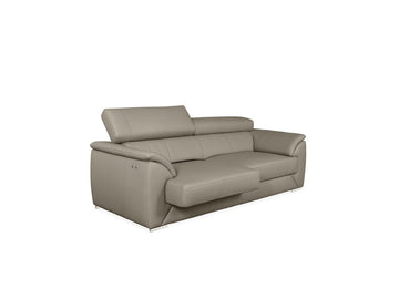 Nicole 2-seater Grey Leather Sofa with power ajustable seats