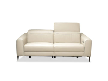 Pauline Power Recliner Light Beige Leather Loveseat