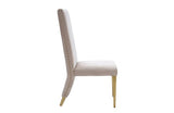 Modrest Keisha Modern Beige Velvet and Gold Dining Chair Set of 2