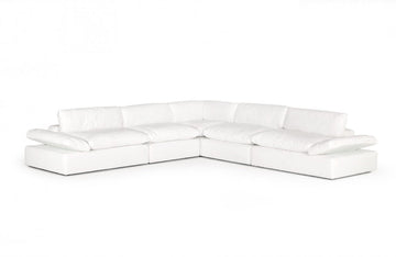Divani Casa Kelly Modern White Fabric Sectional Sofa
