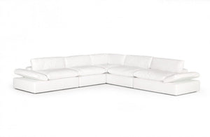 Divani Casa Kelly Modern White Fabric Sectional Sofa