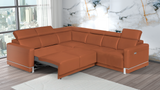 Marburg Caramel Leather Sectional with 1 recliner and sofa bed