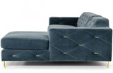 Divani Casa Chesterfield Blue Velvet Right Facing Sectional Sofa