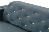 Divani Casa Chesterfield Blue Velvet Right Facing Sectional Sofa