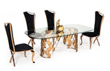 Modrest Bonnie Transitional Black Velvet & Rosegold Dining Chair (Set of 2)