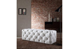 Divani Casa Maria Modern White Eco-Leather Bench w/ Crystals