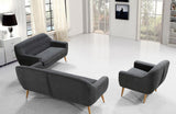 Crystal Modern Grey Fabric Sofa Set