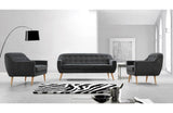 Crystal Modern Grey Fabric Sofa Set