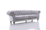 Nyla Gray Tufted Fabric Sofa Set