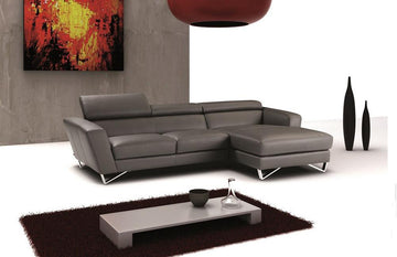 Sparta Mini Gray Leather Sectional Sofa