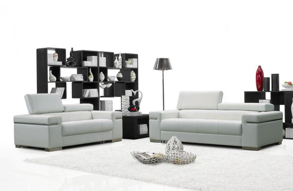Vista White Modern Leather Sofa Set
