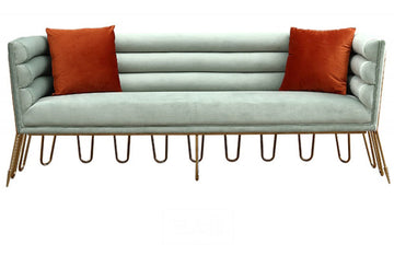 Divani Casa Bixby Modern Light Green Velvet & Gold Sofa