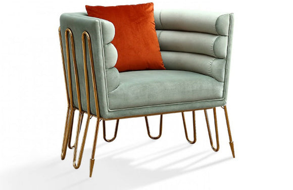 Divani Casa Bixby Modern Light Green & Gold Lounge Chair