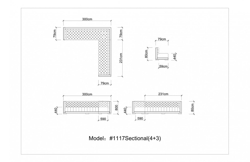 Divani Casa Fredrick Modern Grey Crushed Velvet Sectional Sofa