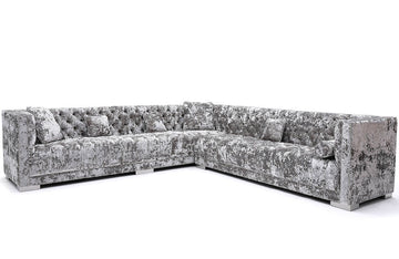 Divani Casa Fredrick Modern Grey Crushed Velvet Sectional Sofa