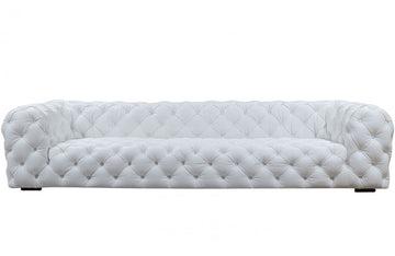 Divani Casa Dexter Transitional White Full Italian Leather 4 Seater Sofa