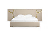 Modrest Aspen Eastern King Glam Beige Bonded Leather & Gold Bed