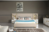 Modrest Aspen Eastern King Glam Beige Bonded Leather & Gold Bed