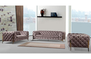 Aubrie Modern Silver Fabric Sofa Set